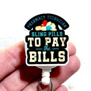 Pharmacy Badge Reel, Funny Pharmacy Tech Badge Reel, Slinging Pills To Pay The Bills, Medication Badge Reel, Pharm Tech Badge, Pharmacy Gift