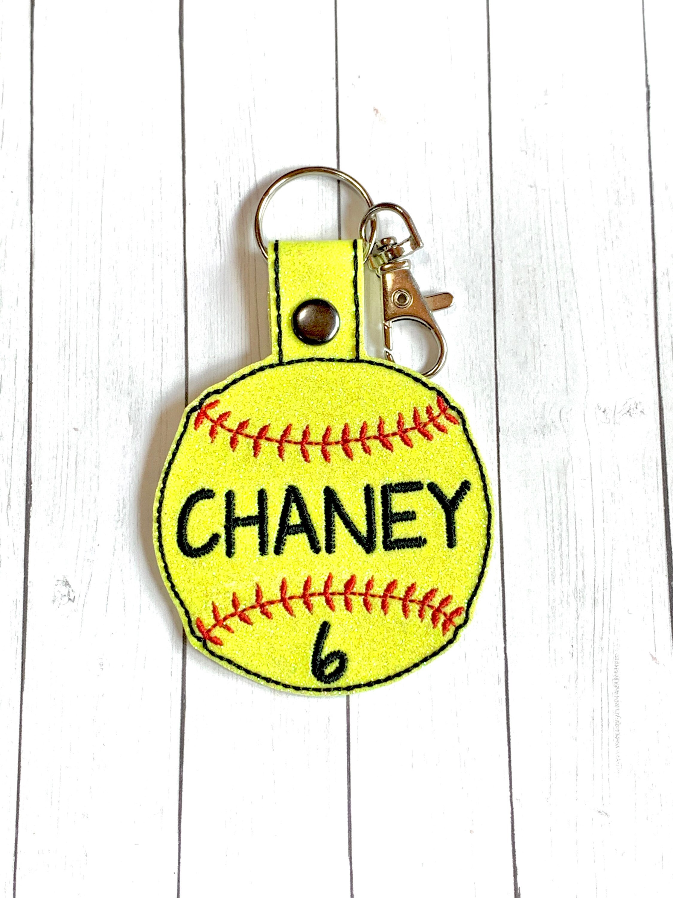 Softball Keychains Yellow Softball Snaptab Key Chains Etsy