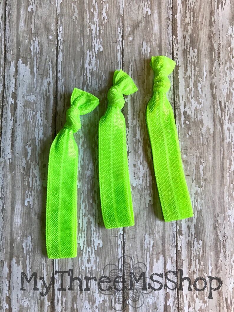 Lime Green Hair Ties Elastic Hair Band Set of 10 Elastic Etsy