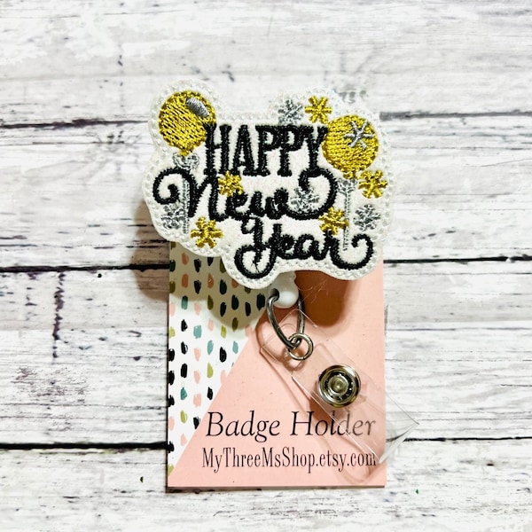 Happy New Year Badge Reel, New Years Badge, Nurse Badge Reel, Interchangeable Badge Topper, Badge Buddy, RN Badgies, Medical Badge, Holiday