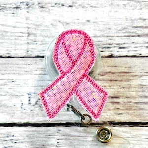 Pink Ribbon Badge Reel, Cancer Awareness Badge, Interchangeable Badge Topper, Badge Buddy, Nurse Badge Reel, RN Badge Reel, Medical Badge