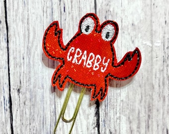 Crabby Feltie Clip, Ocean Bookmark, Sea Life Clip, Glitter Bookmark, Crab Feltie Clip, Beach Bookmark, Glitter Feltie Clip, Summer Paperclip