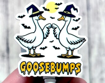 Silly Goose Halloween Badge Reel, Goosebumps Badge Reel, Halloween Goose Badge Holder, Spooky Witch Goose Badge Clip, Boo Goose Badge