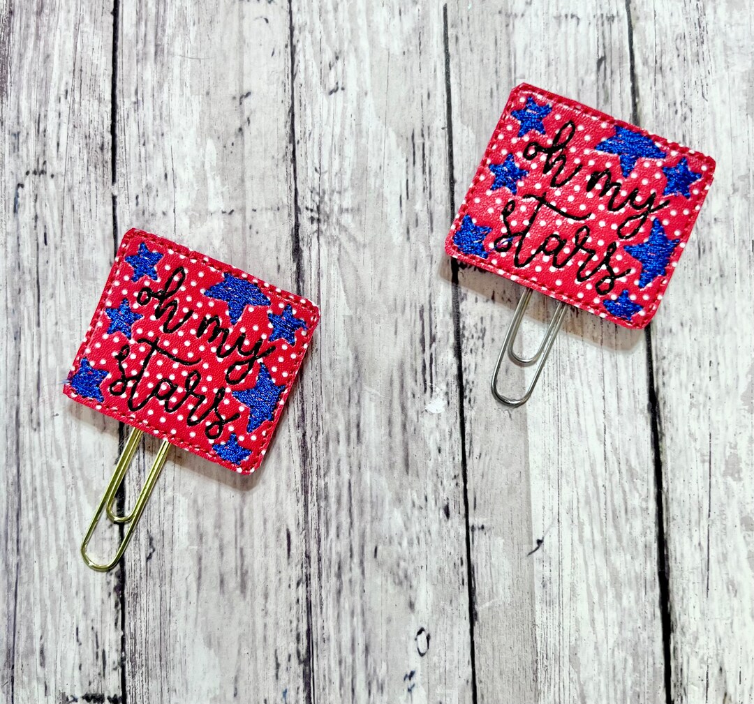 Patriotic Feltie Clip, Oh My Stars Bookmark, Vinyl Paperclip, USA