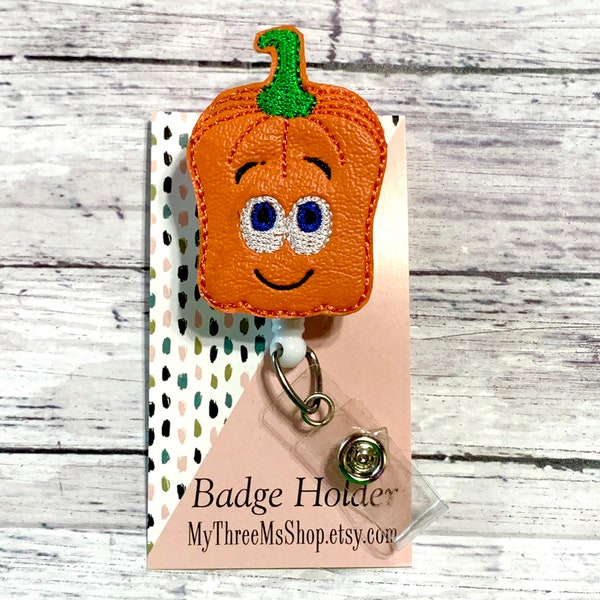 Pumpkin Badge Reel, Fall Badge Reel, Pumpkin Topper,Interchangeable Badge Topper,Badge Buddy, Nurse Badge Reel, RN Badge Reel, Medical Badge