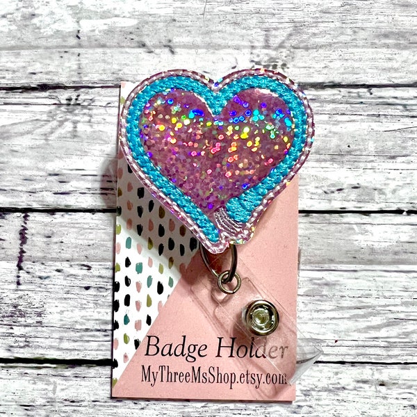 Glitter Ultrasound Badge Reel, Heart Badge Holder, Nurse Badge Reel, Nurse Gift, RN Retractable Badge, Rn Badge Clip, Ultrasound Heart Badge