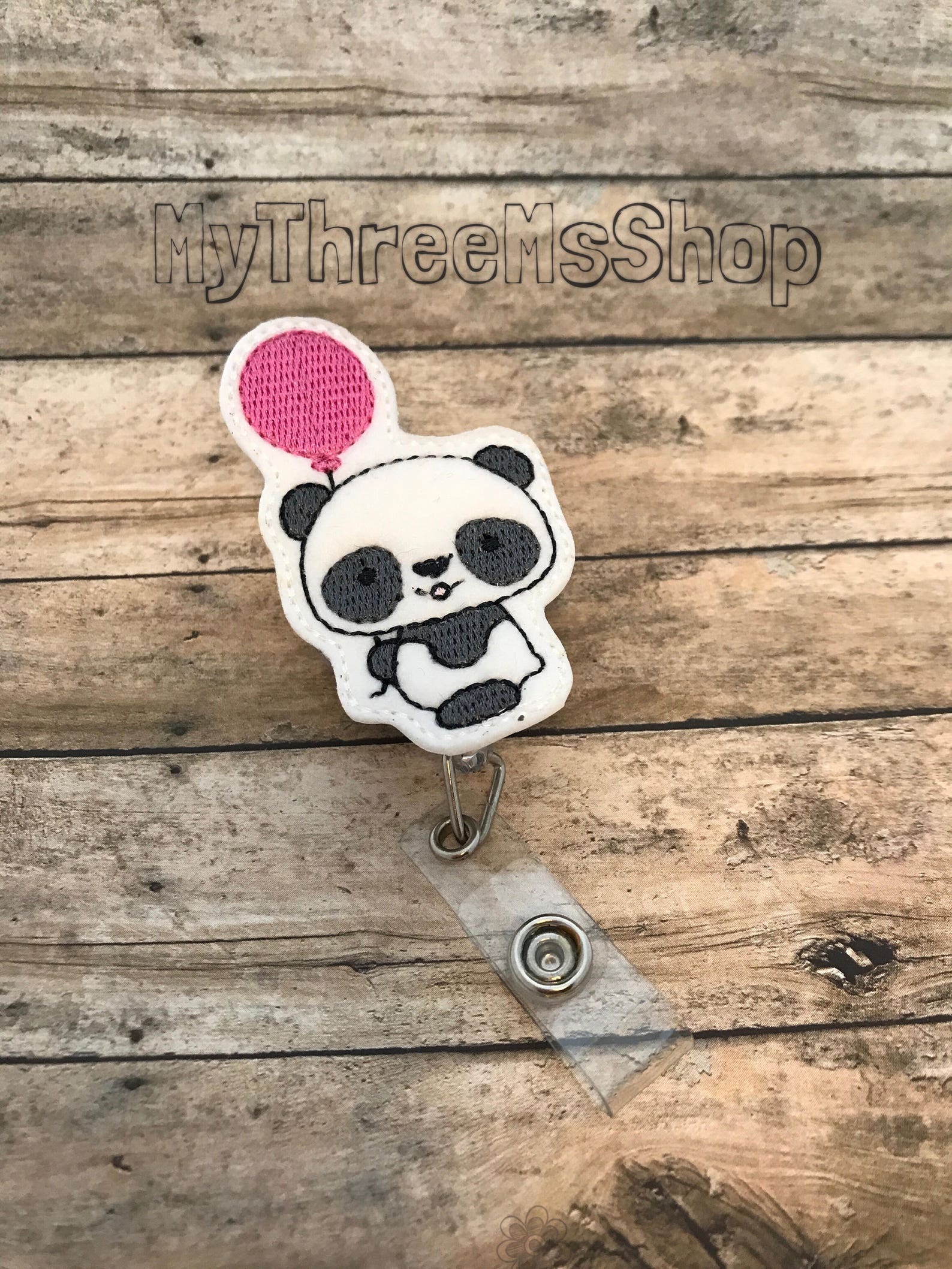 Panda Feltie Badge Reel Id Card Holder Retractable Felt Etsy