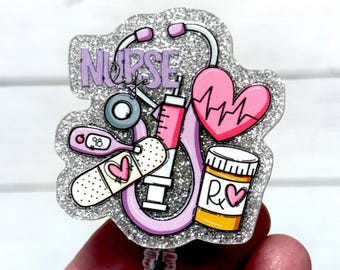 That Nurse Life Badge Reel, All The Nurse Stuff Badge Holder, Nurse Vibes, RN Badge Id Stocking Stuffer, Hospital Worker Badge,Coworker Gift