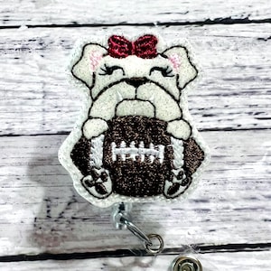 Bulldog Badge Reel, Football Badge Reel, Interchangeable Badge Topper, Sports Badge Buddy, Nurse Badge Reel, RN Badge Reel, Football Badge
