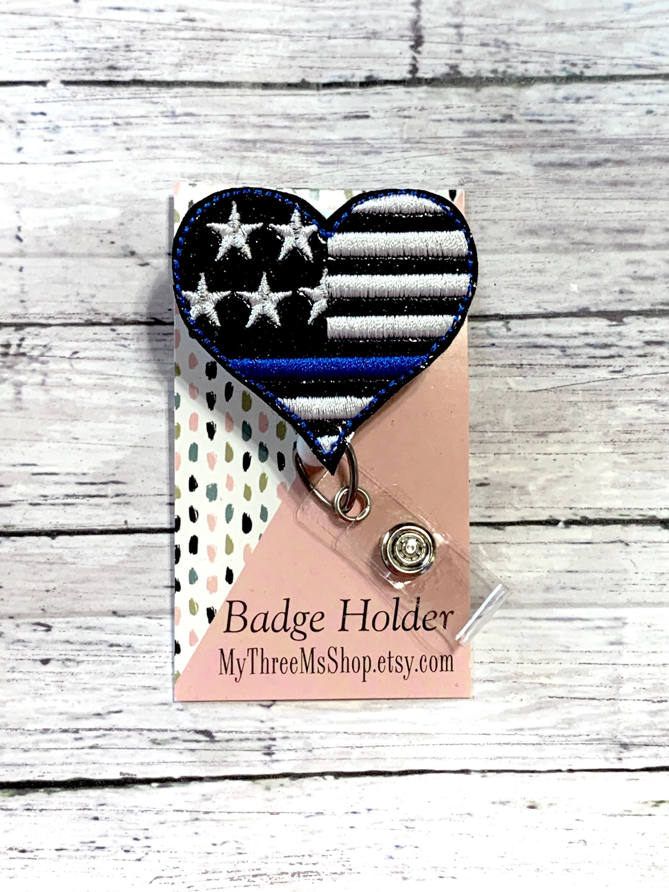 Blue Line Badge Reel, Support Police Badge Holder, Nurse Badge