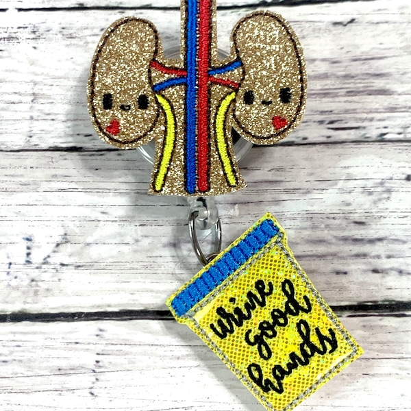 Kidney Badge Reel, Urine Good Hands Badge Holder, Nurse Badge Pull, Belt Clip Badge Reel, Nurse Badge Reel, Hospital Badge Clip, Name Tag