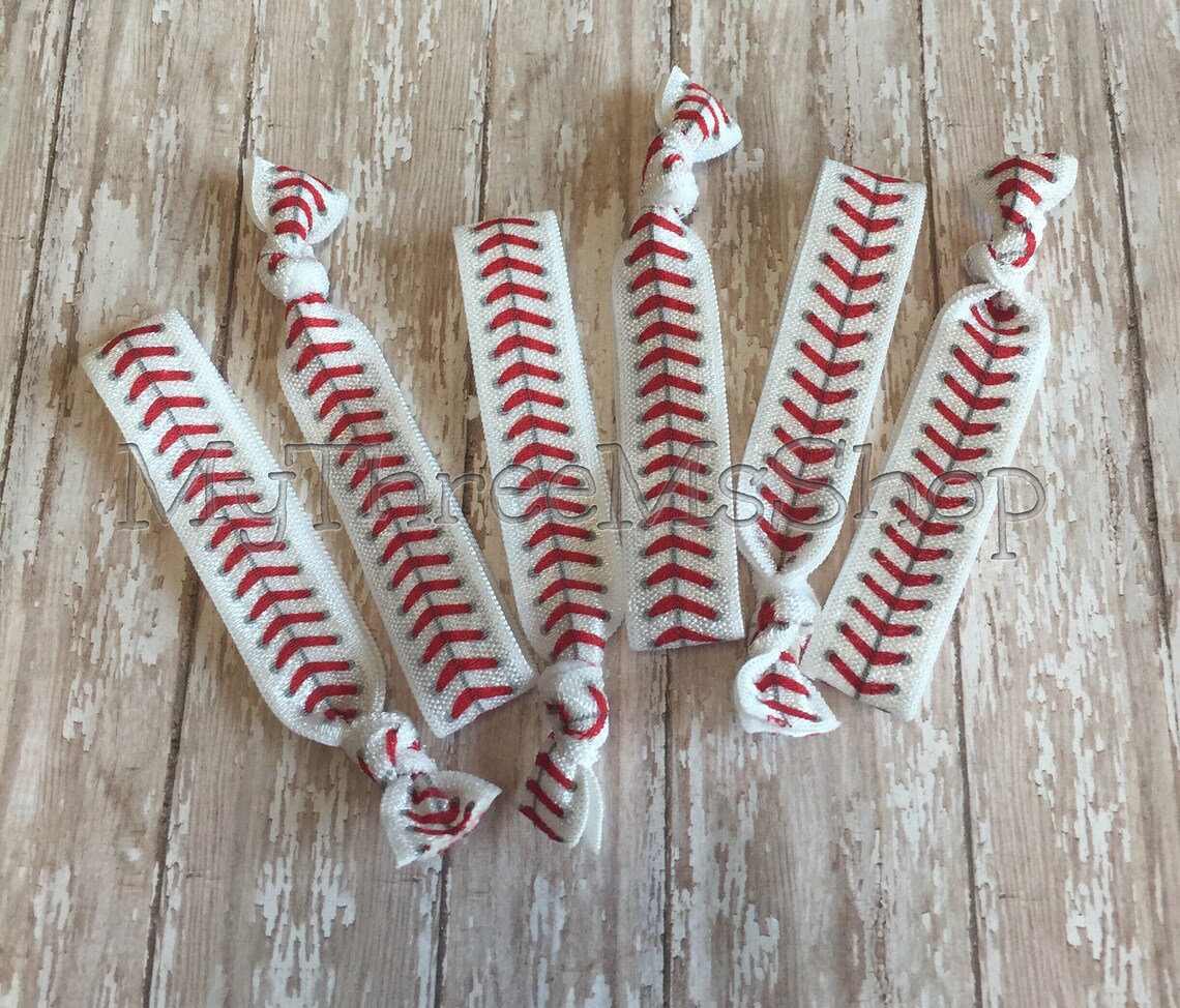 Baseball Softball Hair Tie Pack Elastic Hair Ties Foldover Etsy