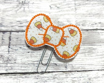 Candy Corn Bow Planner Clip, Halloween Paperclip Bookmark, Cute Paperclip Page Marker, Candy Paperclip, Halloween Bookmark, Planner Clips