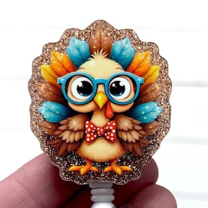 Thanksgiving Turkey Badge Reel, Turkey Badge Holder, Fall Badge Id Clip, Give Thanks, Thanksgiving Topper, Swappable Badge, Healthcare Badge
