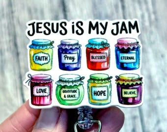 Jesus Is My Jam Badge Reel | Christian Badge Holder | Faith Nurse Gift | Bible Verse Inspired ID Reel | Religious Gift | Christian Accessory