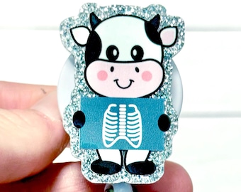 X-Ray Cow Badge Reel, Radiology Badge Holder, X-Ray Tech Badge, Cow Lover Gift, Cow Badge Holder, RAD Badge, Nurse Badge Reel, Veterinarian