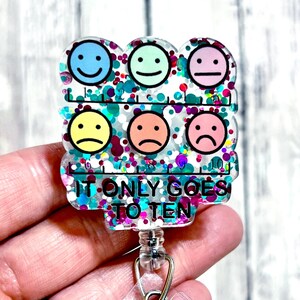 It Only Goes To Ten Badge Reel, Pain Scale Badge Reel, Acrylic Badge Reel, Funny Nurse Badge, Swivel Alligator Clip, Surgical Nurse Badge