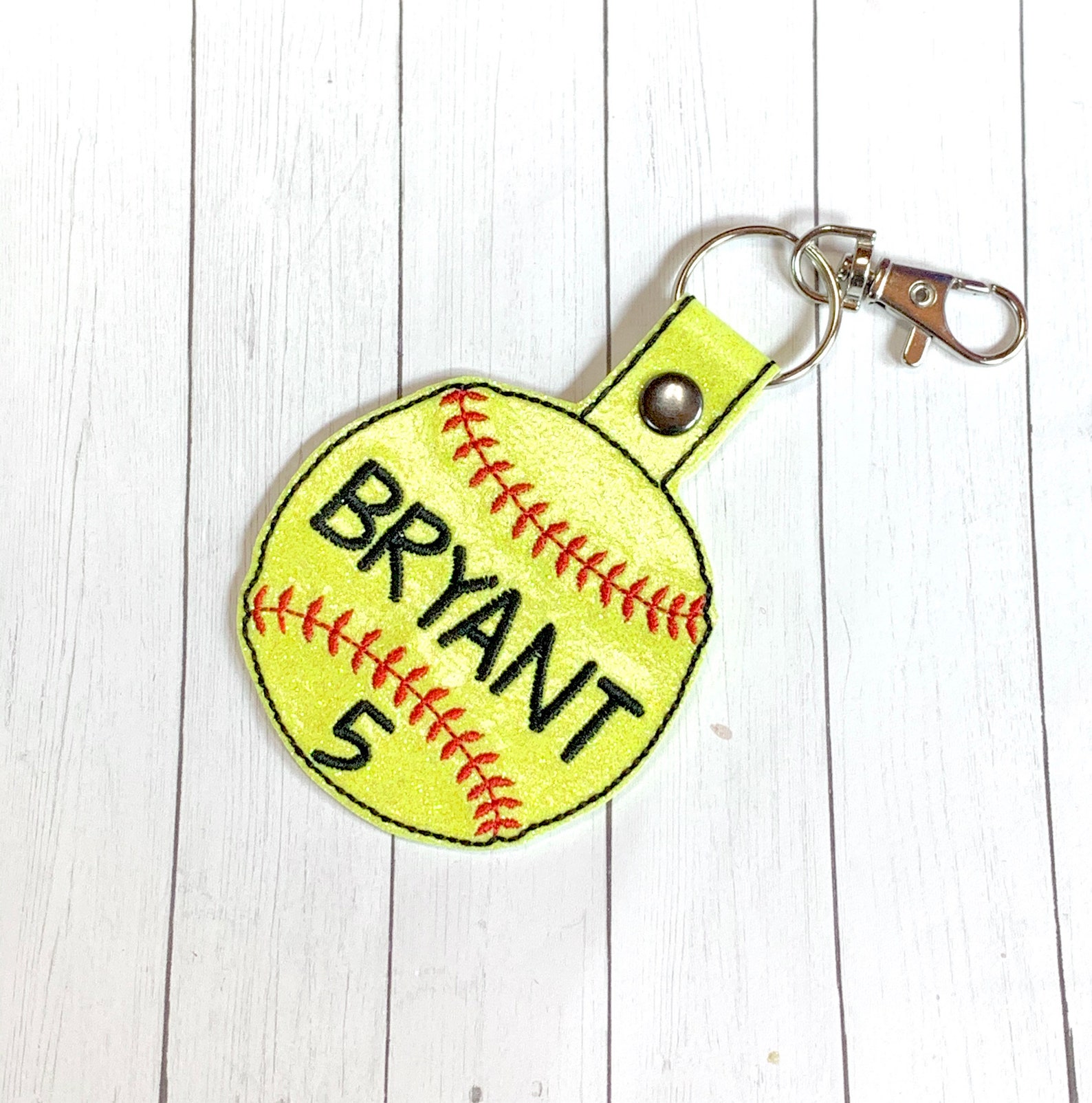 Softball Keychains Yellow Softball Snaptab Key Chains Etsy