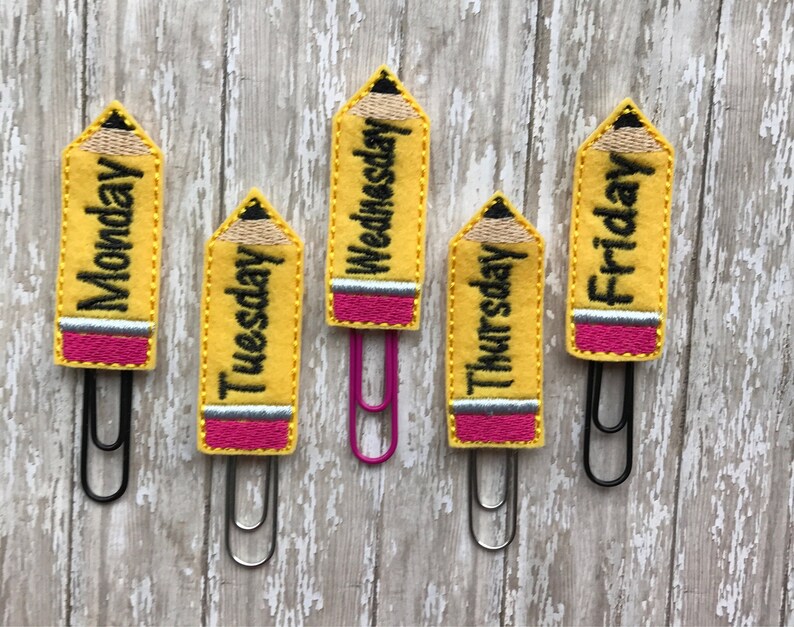 Days of the Week Pencil Feltie Planner Clips Gift for Etsy