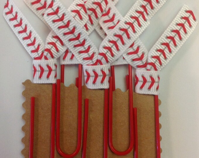 Baseball Bookmark Ribbon Bookmarks Jumbo Paperclips Sports Etsy