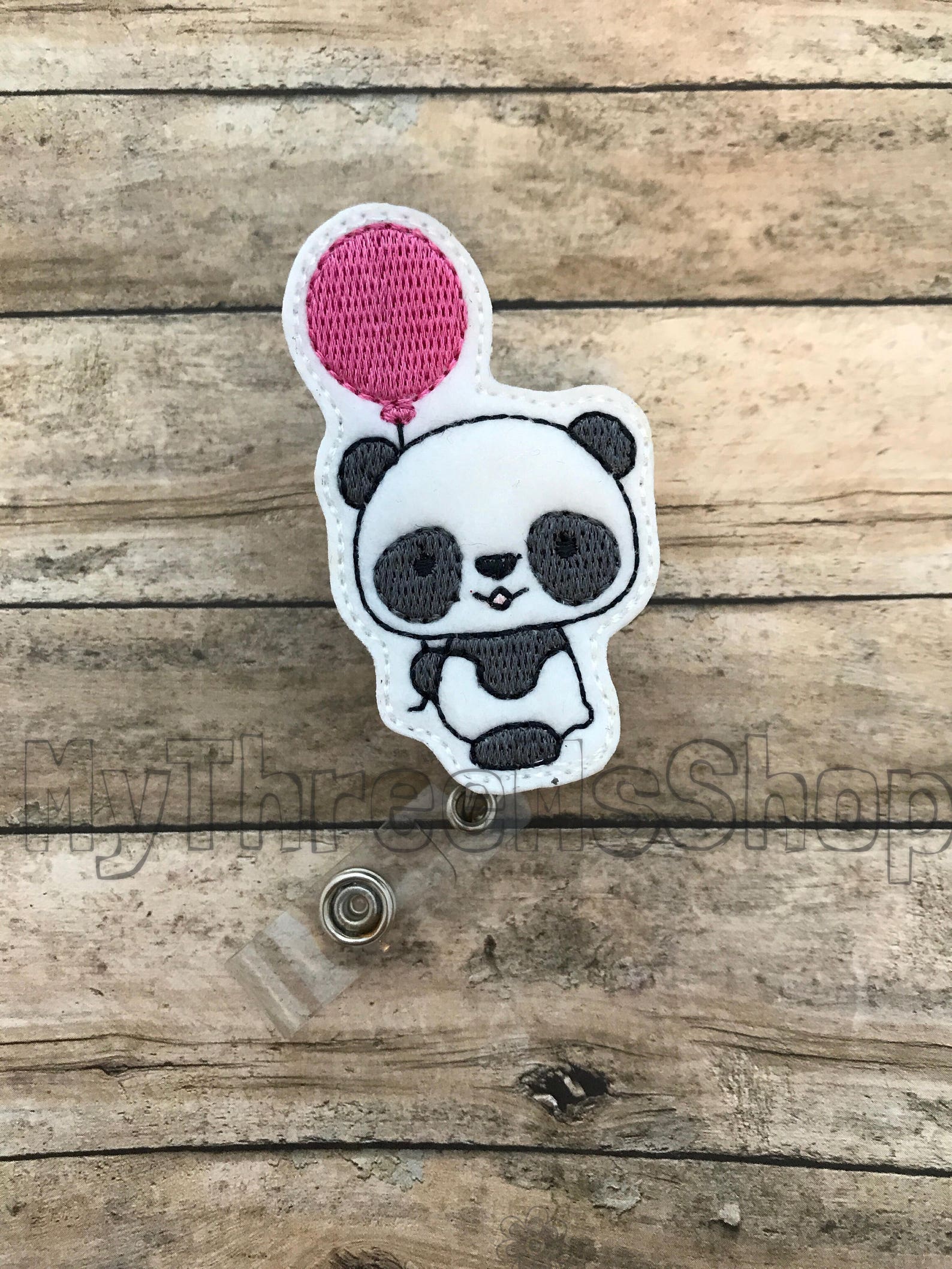 Panda Feltie Badge Reel Id Card Holder Retractable Felt Etsy