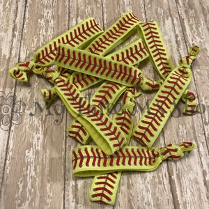 Softball Hair Ties Softball Elastic Hair Band, Softball Seam Hair Ties Softball Stitches Ponytail Holders, Softball Gift Team Gift, Softball image 1