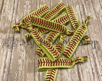 Softball Hair Ties Softball Elastic Hair Band, Softball Seam Hair Ties Softball Stitches Ponytail Holders, Softball Gift Team Gift, Softball