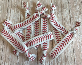 Baseball Softball Hair Tie Pack, elastic Hair Ties, Foldover Elastic, Sport Hair Band, baseball ponytail, ball hair tie, no tug hair tie