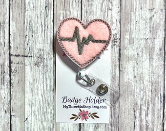 EKG Badge Reel, Nurse Badge Reel, Rn Badge Holder, Medical Badge Reel, Heart Badge Reel, Heartbeat Badge Pull, Badge Reel Topper, Badge Reel