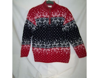Vintage Tally-Ho Sweater Knit Chunky Red Medium