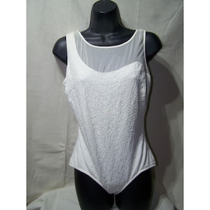 Vintage Esther Williams Costume da bagno Bianco Medium Mesh