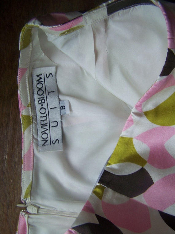 Vintage Noviello Bloom Skirt Suit Silk 8 Pink - image 7