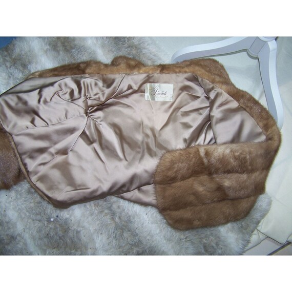 Vintage Fur Stole Cape Shawl Jacket Mink Brown Gi… - image 5