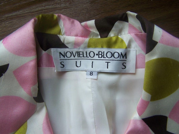 Vintage Noviello Bloom Skirt Suit Silk 8 Pink - image 10