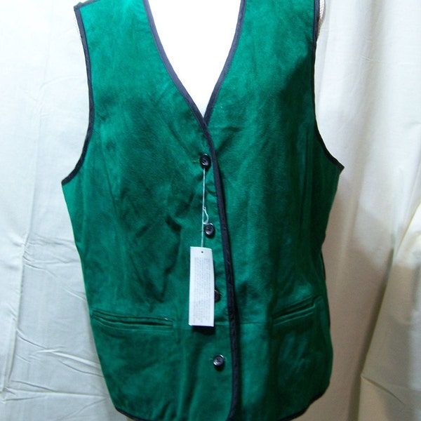 Diane Von Furstenberg Vest the Color Authority Green Pigskin 1X NWT