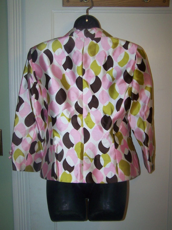 Vintage Noviello Bloom Skirt Suit Silk 8 Pink - image 4