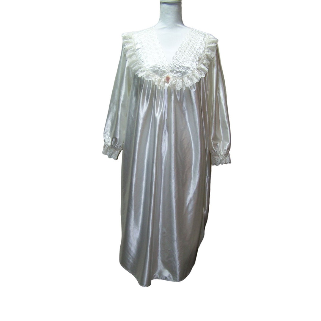 Vintage Cachet Nightgown Pajama Sears Medium Petite White - Etsy