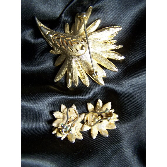 Vintage Coro Pin Earrings Wheat Gold Tone Brooch - image 7