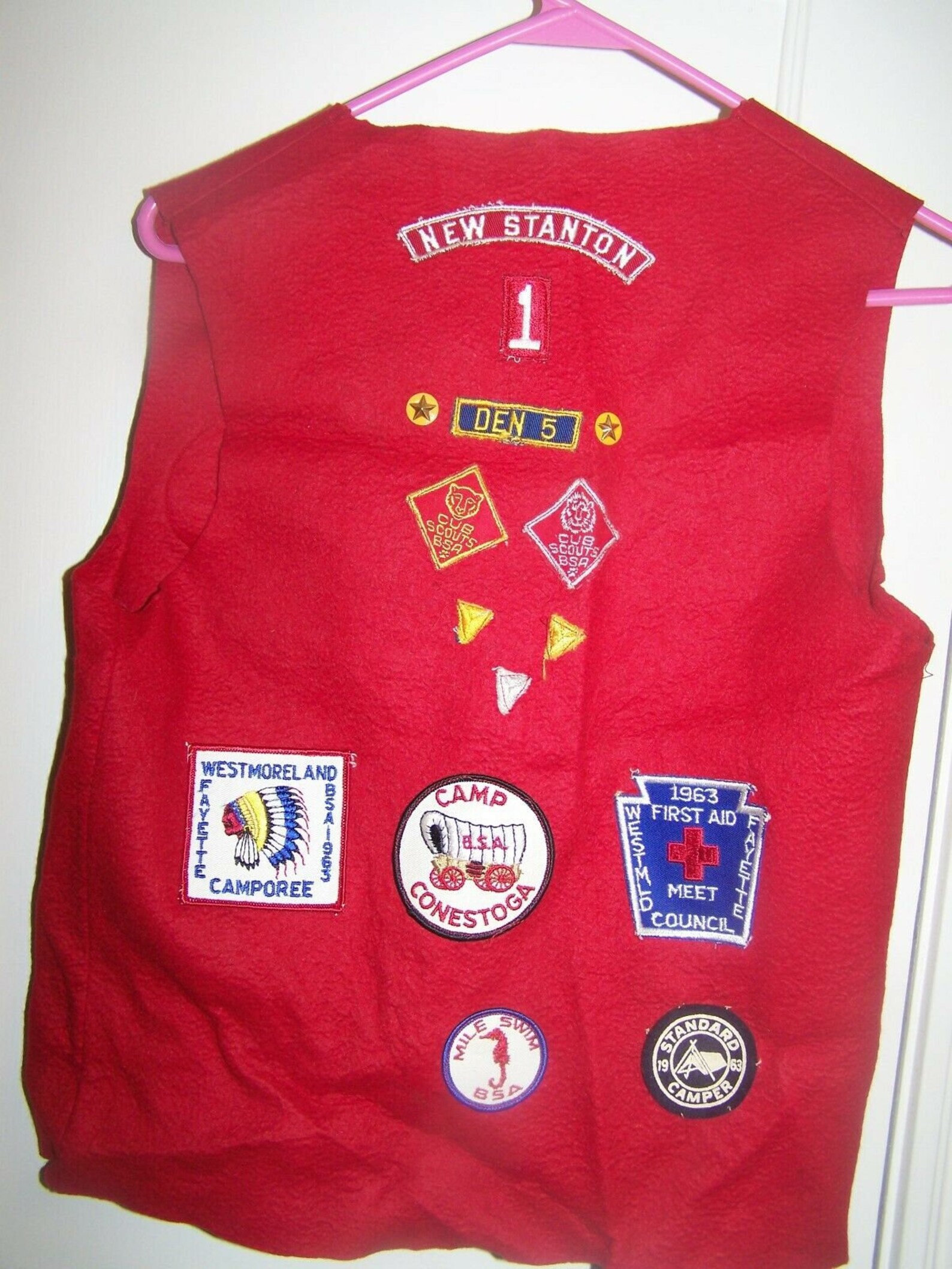 Vintage Red Brag Felt Boy Scout Vest 1960 Rare Pennsylvania Etsy