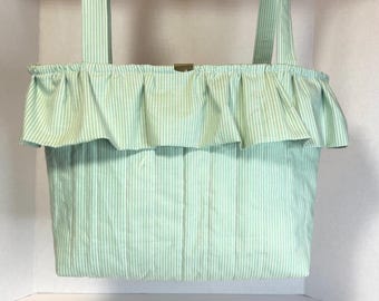 Ruffle Stroller Caddy | Mint Green Stroller Organizer | Handmade Diaper Bag Organizer | Pram Caddy | Baby Shower Gift | Mom Essentials