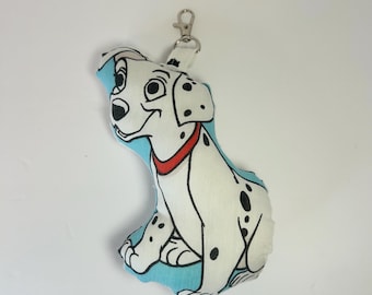 Large 8 Inch 101 Dalmatians Bag Charm, Handmade Dalmatian Puppy Purse Charm, Upcycled Fabric Keychain