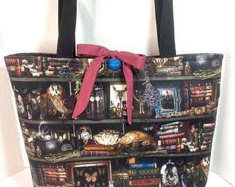 Witchy Apothecary Tote Bag | Dark Academia Bag | Gothic Library Tote | Oddities & Curiosities Bag | Handmade Spooky Tote