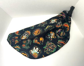 XL Halloween Bum Bag, Oversized Halloween Fanny Pack, Spooky Crossbody Bag, Large Sling Bag, Handmade Halloween Bag