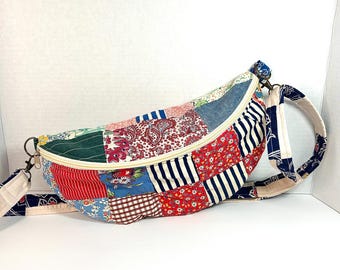 Handmade Patchwork Bum Bag | Quilted Crossbody Belt Bag | One of a Kind Festival Bag | Adjustable Sling Bag | Vintage Inspired Waist Pack