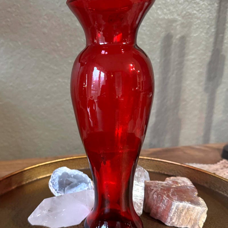 Ruby Red Vase - Etsy