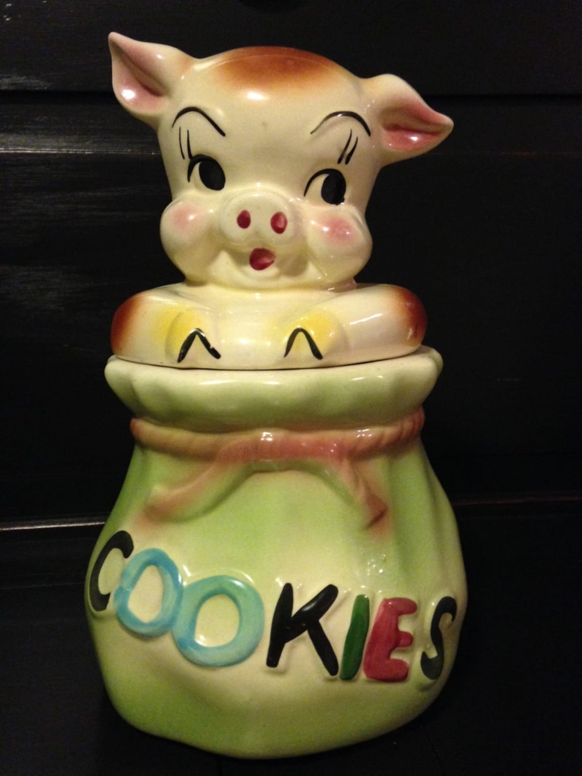 Vintage Cookie Jar American Bisque Pig in a Poke 1950s USA Etsy