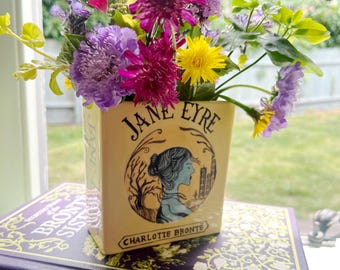 Hand Painted Ceramic Book Vase, Reader Gift, Literary Decor