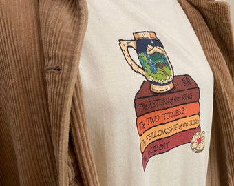 Lord of the Rings T-shirt, Book Stack & Tankard Illustration