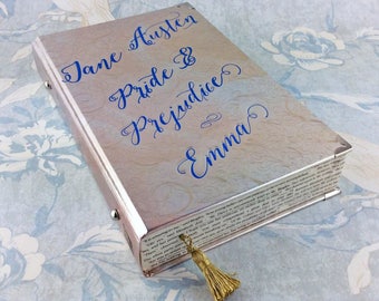 Jane Austen, Book clutch, Jane Austen gift, Literary wedding clutch, Silver bridal clutch, Pride and Prejudice, “We are all fools in love”