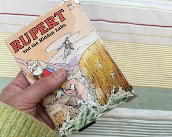 Rupert Bear, Coin purse, Book purse, Book change purse, Reader gift, Vintage Childrens book